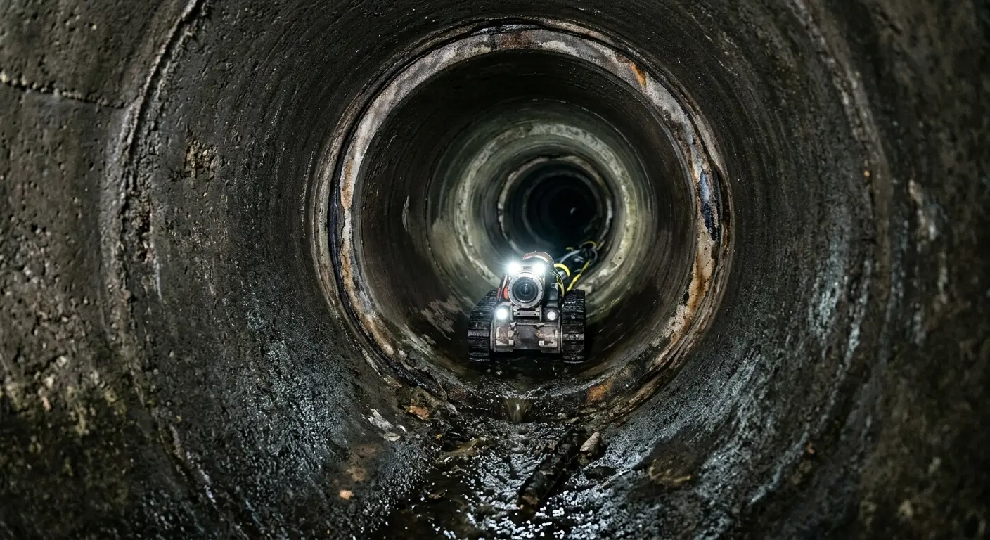 Robotic sewer camera inspecting pipe interior for Sewer Line Repair in Edgartown